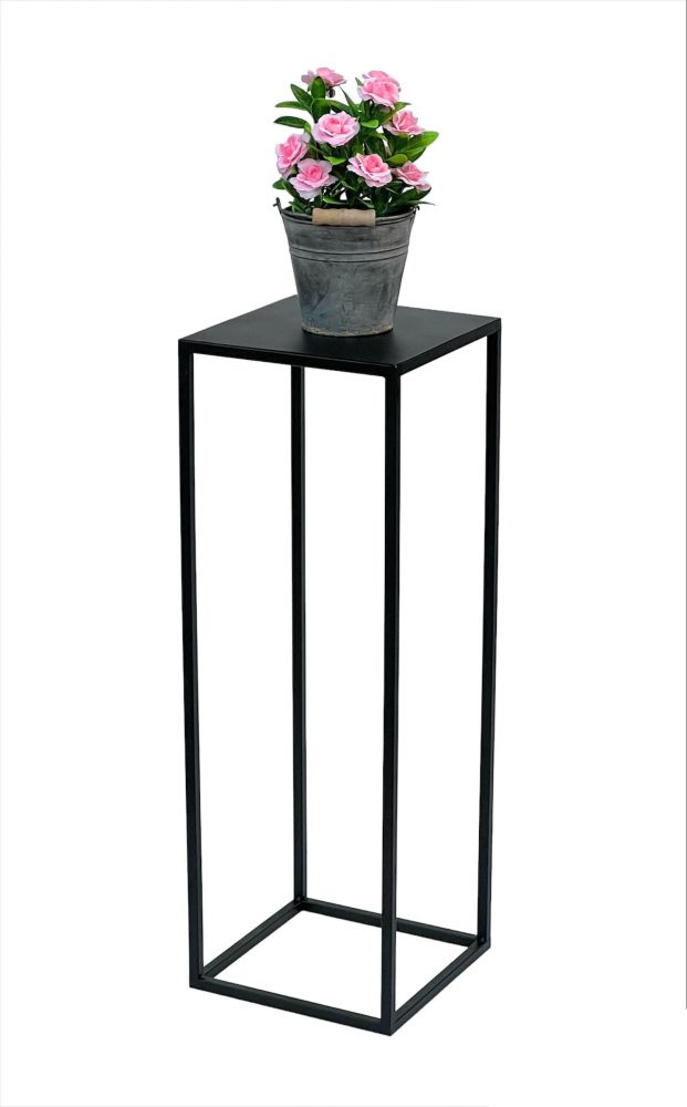 DanDiBo Blumenhocker Metall Schwarz Eckig 70 cm Blumenständer Beistelltisch 96350 Blumensäule Modern Pflanzenständer Pflanzenhocker