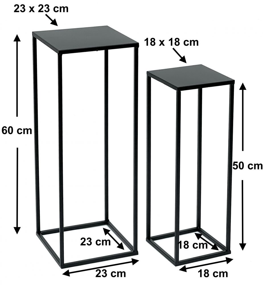 DanDiBo Blumenhocker Metall Schwarz Eckig Blumenständer Beistelltisch 96315 2er Set Blumensäule Modern Pflanzenständer Pflanzenhocker