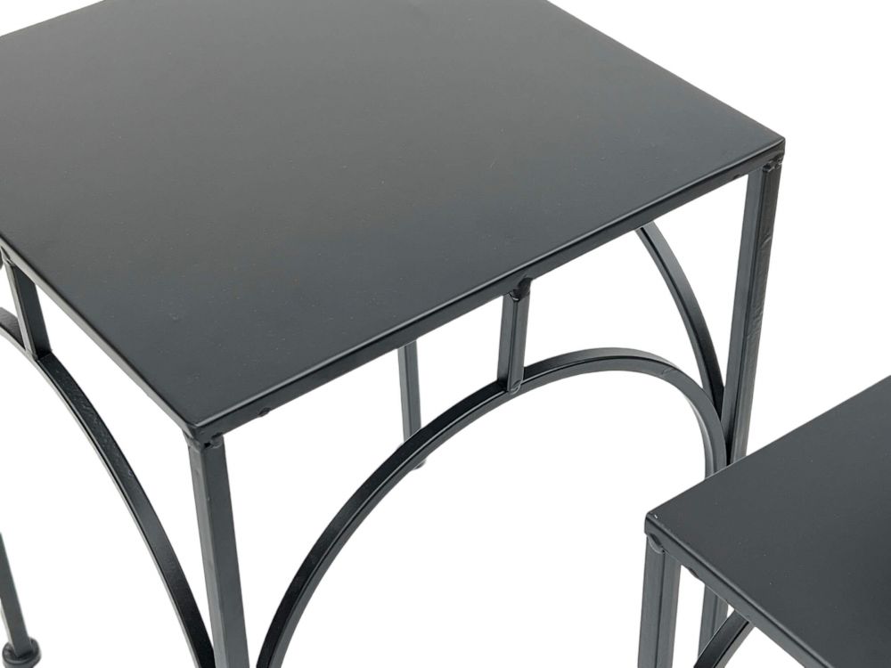 DanDiBo Flower Stool Metal Black Square Flower Stand Side Table 96449 Set of 2 Plant Stands Flower Column Modern Plant Stool