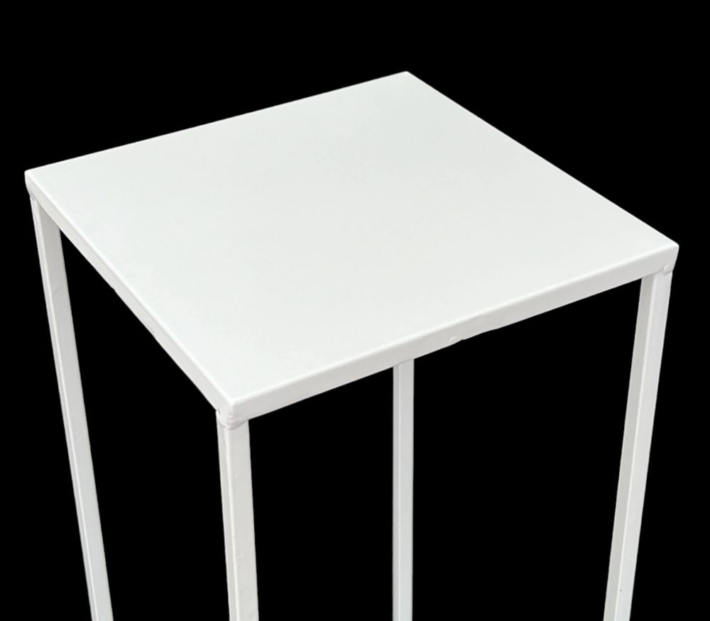 DanDiBo Blumenhocker Metall Weiß Eckig 60 cm Blumenständer Beistelltisch 96482 M Blumensäule Modern Pflanzenständer Pflanzenhocker