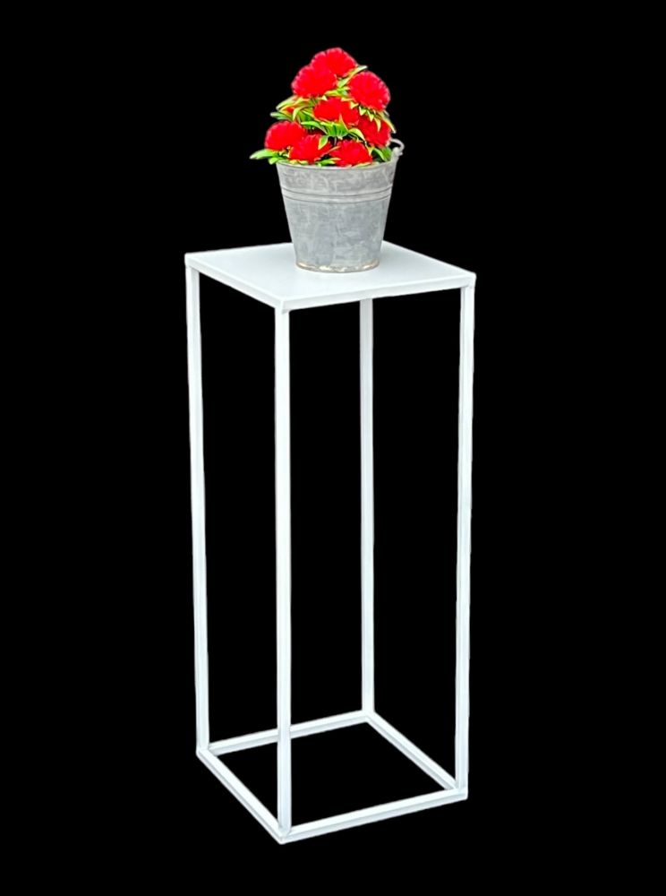 DanDiBo Blumenhocker Metall Weiß Eckig 60 cm Blumenständer Beistelltisch 96482 M Blumensäule Modern Pflanzenständer Pflanzenhocker