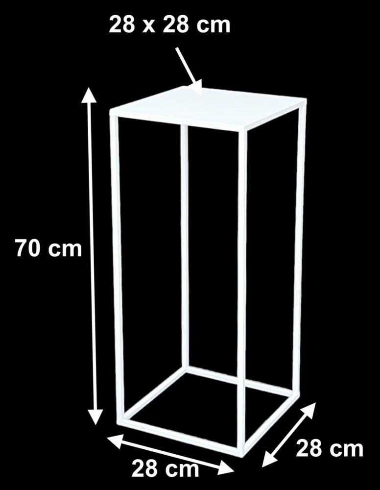DanDiBo Flower Stool Metal White Square 70 cm Flower Stand Side Table 96482 L Flower Column Modern Plant Stand Plant Stool