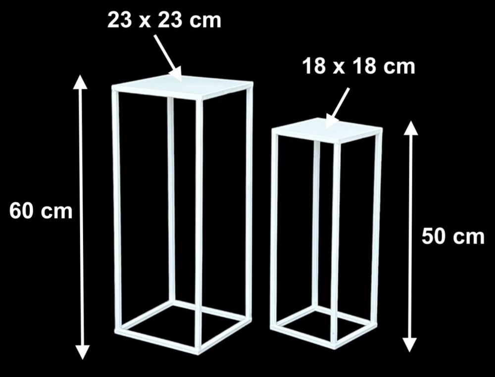DanDiBo Blumenhocker Metall Weiß Eckig Blumenständer Beistelltisch 96482 2er Set Blumensäule Modern Pflanzenständer Pflanzenhocker