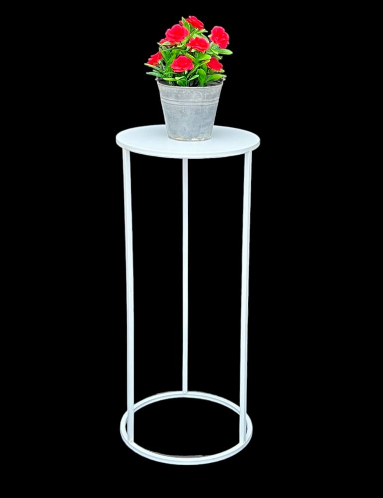 DanDiBo Blumenhocker Metall Weiß Rund 70 cm Blumenständer Beistelltisch 96483 L Blumensäule Modern Pflanzenständer Pflanzenhocker
