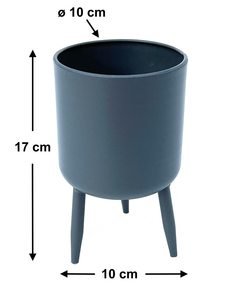 DanDiBo Flower Pot with Feet Plant Pot Planter with Legs Metal Grey 17 cm 96260 S Modern Plant Stand
