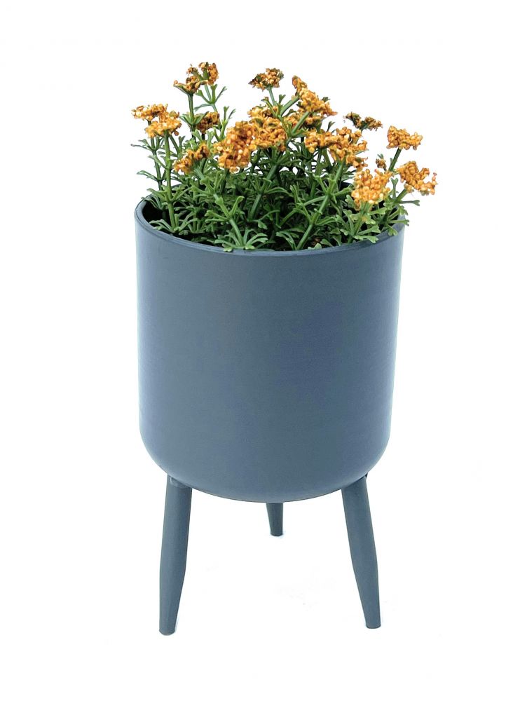 DanDiBo Flower Pot with Feet Plant Pot Planter with Legs Metal Grey 17 cm 96260 S Modern Plant Stand