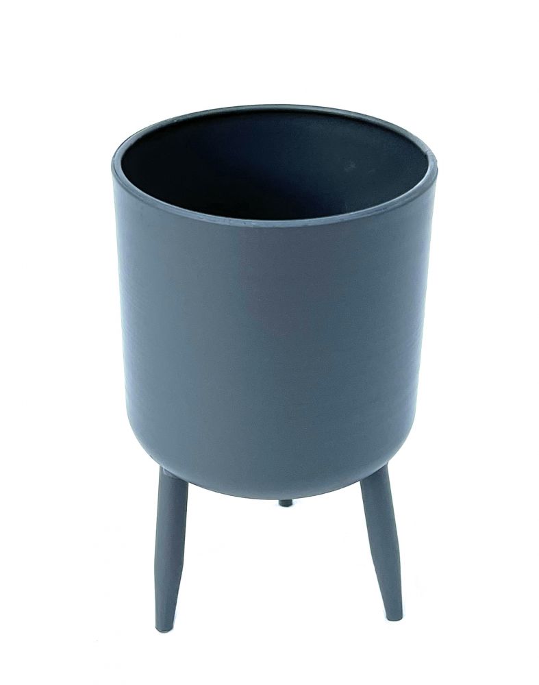 DanDiBo Flower Pot with Feet Plant Pot Planter with Legs Metal Grey 17 cm 96260 S Modern Plant Stand