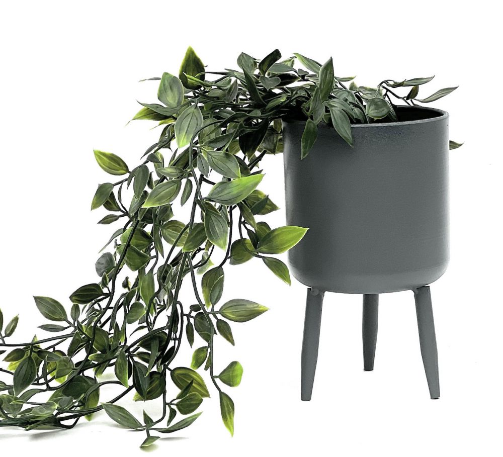 DanDiBo Flower Pot with Feet Plant Pot Planter with Legs Metal Grey 17 cm 96260 S Modern Plant Stand