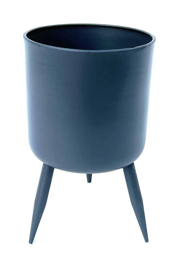 DanDiBo Blumentopf mit Füßen Pflanztopf Blumenkübel mit Beinen Metall Grau 2er Set 96260 Modern Pflanzenständer