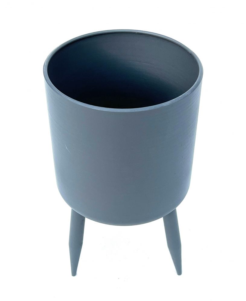 DanDiBo Blumentopf mit Füßen Pflanztopf Blumenkübel mit Beinen Metall Grau 2er Set 96260 Modern Pflanzenständer