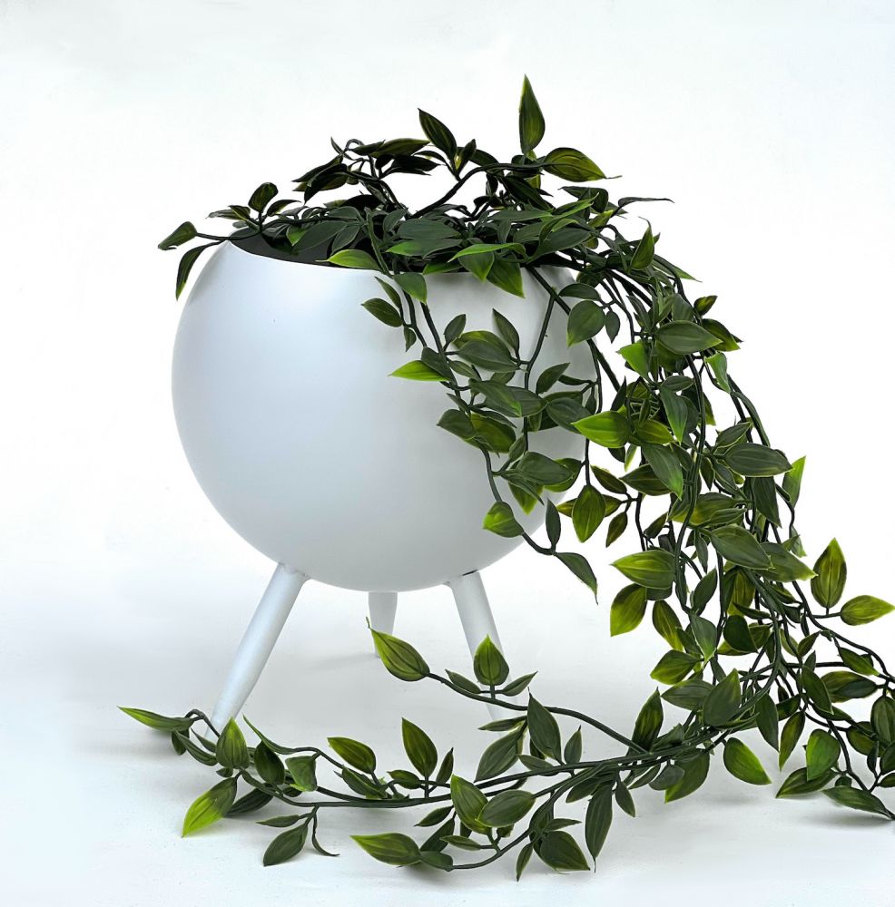 DanDiBo Blumenhocker Metall mit Topf Weiß 23 cm Blumenständer 96259 M Blumensäule Modern Pflanzenständer Pflanzenhocker