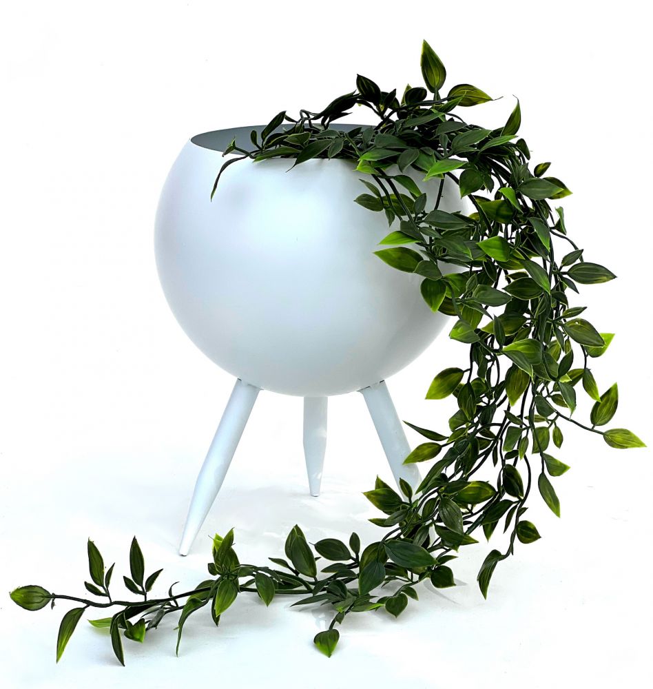 DanDiBo Blumenhocker Metall mit Topf Weiß 27 cm Blumenständer 96259 L Blumensäule Modern Pflanzenständer Pflanzenhocker