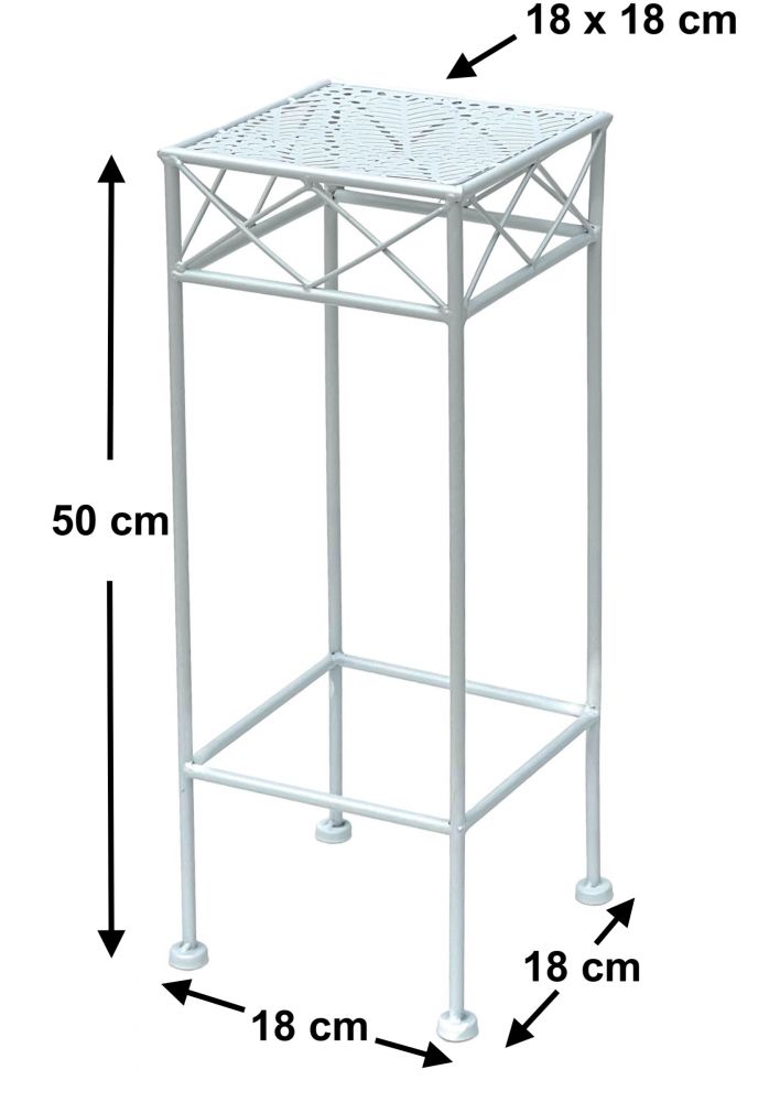 DanDiBo Blumenhocker Weiß Metall Eckig 50 cm Blumenständer 96314 S Beistelltisch Blumensäule Modern Pflanzenständer Pflanzenhocker