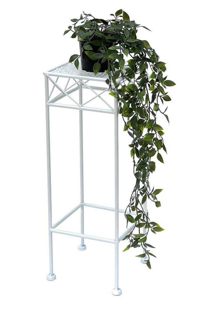 DanDiBo Blumenhocker Weiß Metall Eckig 50 cm Blumenständer 96314 S Beistelltisch Blumensäule Modern Pflanzenständer Pflanzenhocker