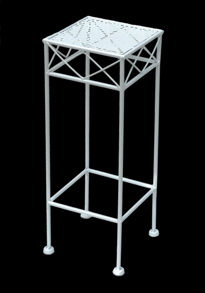 DanDiBo Blumenhocker Weiß Metall Eckig 50 cm Blumenständer 96314 S Beistelltisch Blumensäule Modern Pflanzenständer Pflanzenhocker