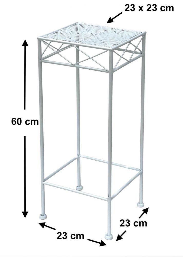 DanDiBo Blumenhocker Weiß Metall Eckig 60 cm Blumenständer 96314 M Beistelltisch Blumensäule Modern Pflanzenständer Pflanzenhocker
