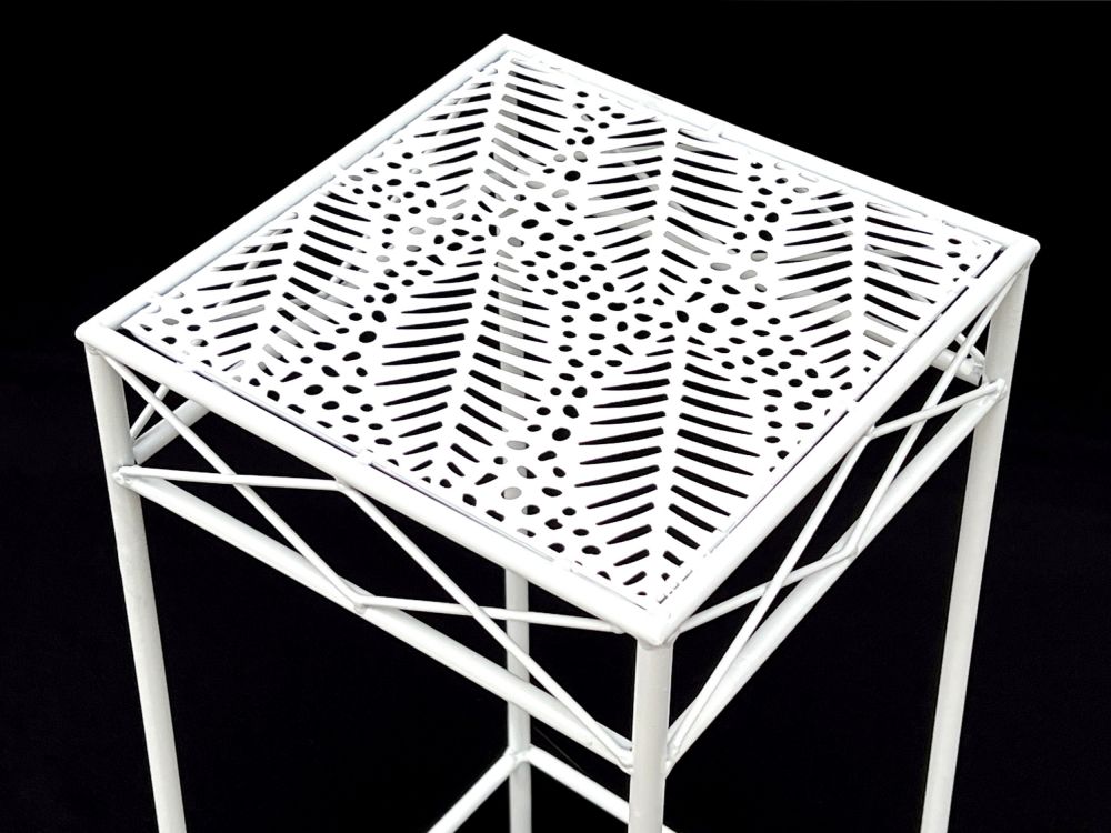 DanDiBo Blumenhocker Weiß Metall Eckig 60 cm Blumenständer 96314 M Beistelltisch Blumensäule Modern Pflanzenständer Pflanzenhocker