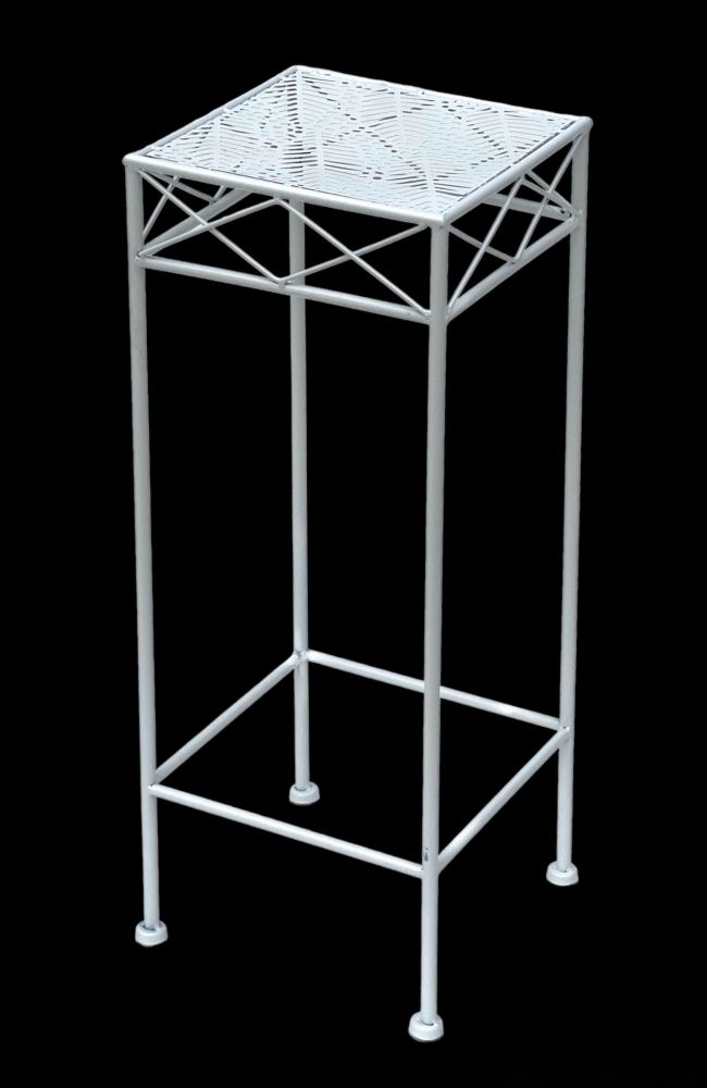 DanDiBo Blumenhocker Weiß Metall Eckig 60 cm Blumenständer 96314 M Beistelltisch Blumensäule Modern Pflanzenständer Pflanzenhocker