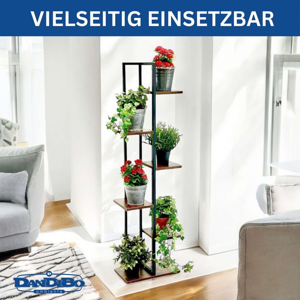 DanDiBo Flower Shelf Indoor Metal Black 6 Tiers Wood 96581 Flower Staircase Plant Stand Modern Plant Stand Design
