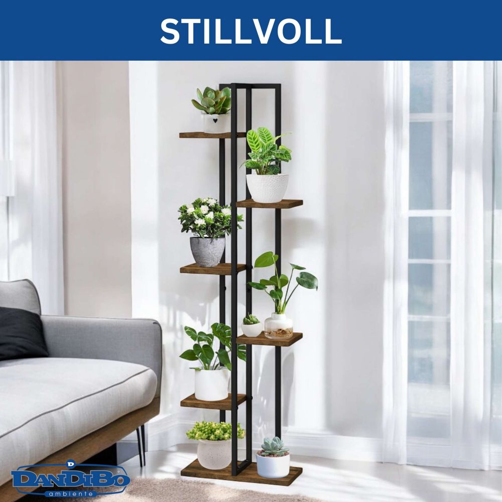 DanDiBo Flower Shelf Indoor Metal Black 6 Tiers Wood 96581 Flower Staircase Plant Stand Modern Plant Stand Design