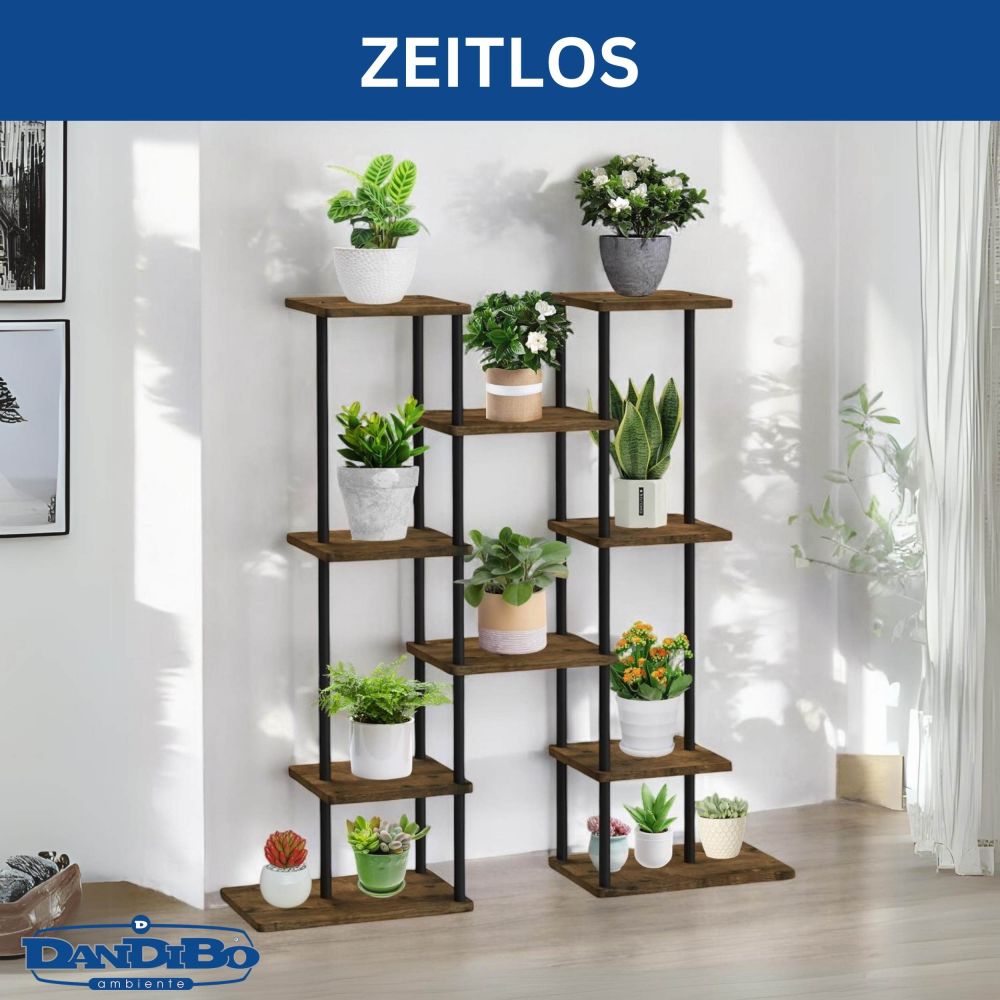 DanDiBo Flower Shelf Indoor Metal Black 6 Tiers Wood 96584 Plant Stand 100 cm Modern Flower Stand Design