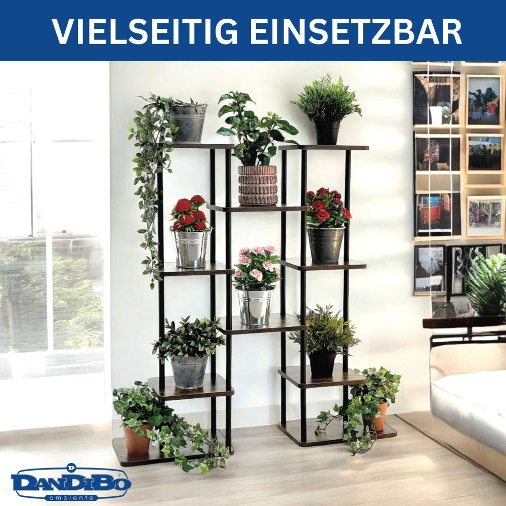 DanDiBo Flower Shelf Indoor Metal Black 6 Tiers Wood 96584 Plant Stand 100 cm Modern Flower Stand Design