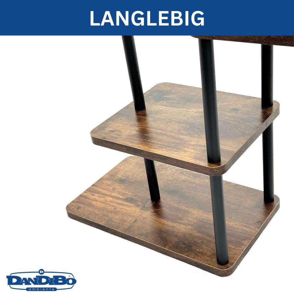 DanDiBo Flower Shelf Indoor Metal Black 6 Tiers Wood 96584 Plant Stand 100 cm Modern Flower Stand Design