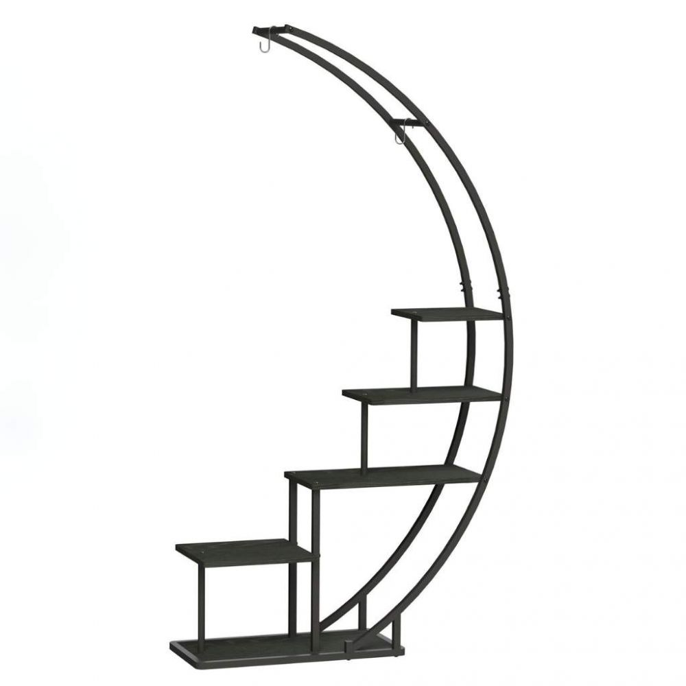 DanDiBo Blumenregal indoor 170 cm Hoch Metall Schwarz Halbrund 96585 Blumentreppe Groß Rund Pflanzenständer Modern Design