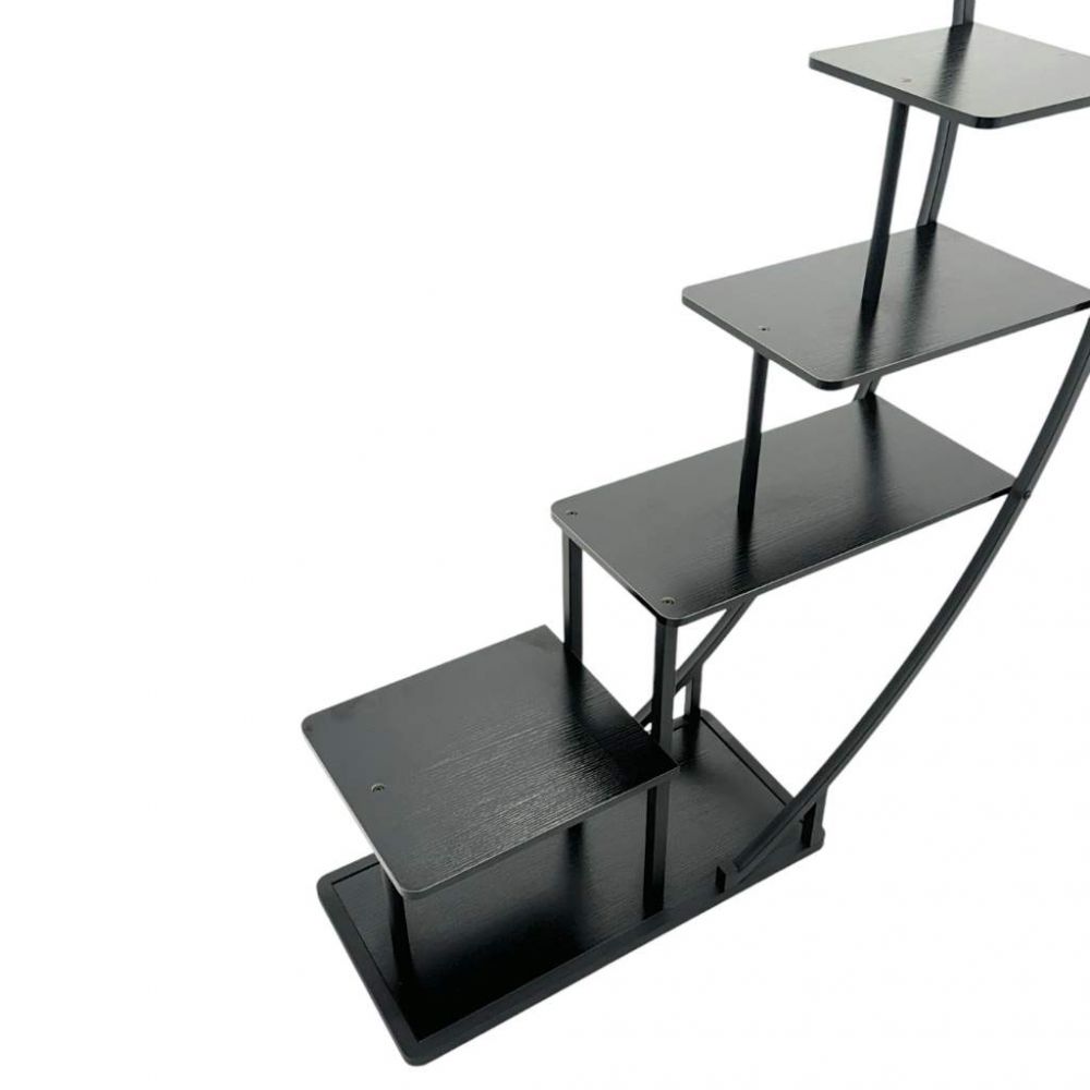 DanDiBo Blumenregal indoor 170 cm Hoch Metall Schwarz Halbrund 96585 Blumentreppe Groß Rund Pflanzenständer Modern Design