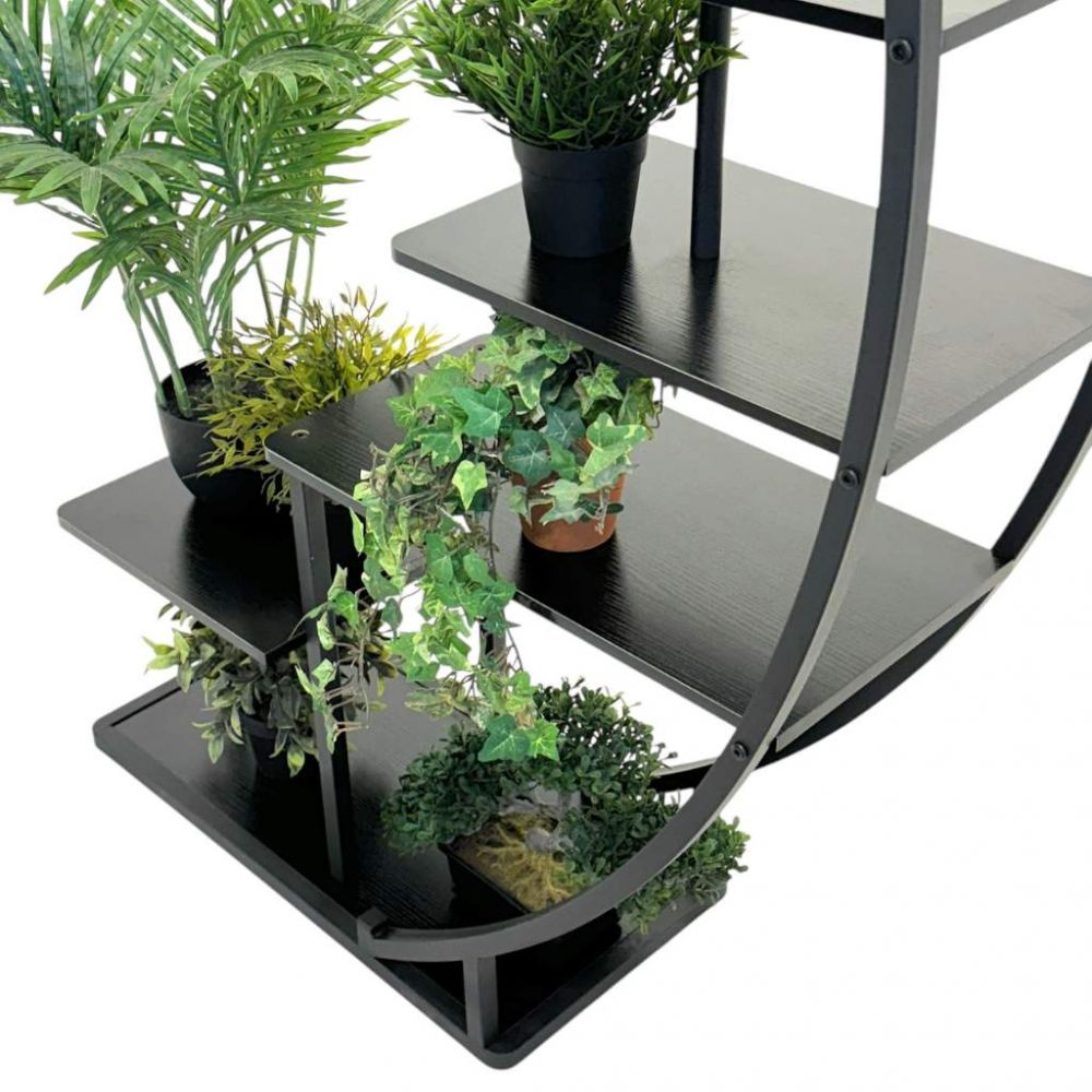 DanDiBo Blumenregal indoor 170 cm Hoch Metall Schwarz Halbrund 96585 Blumentreppe Groß Rund Pflanzenständer Modern Design