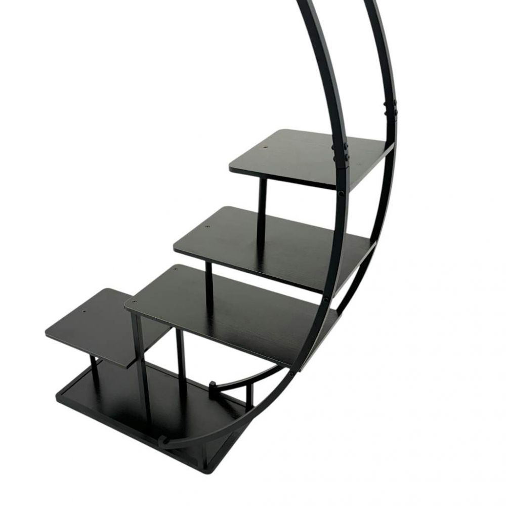 DanDiBo Blumenregal indoor 170 cm Hoch Metall Schwarz Halbrund 96585 Blumentreppe Groß Rund Pflanzenständer Modern Design