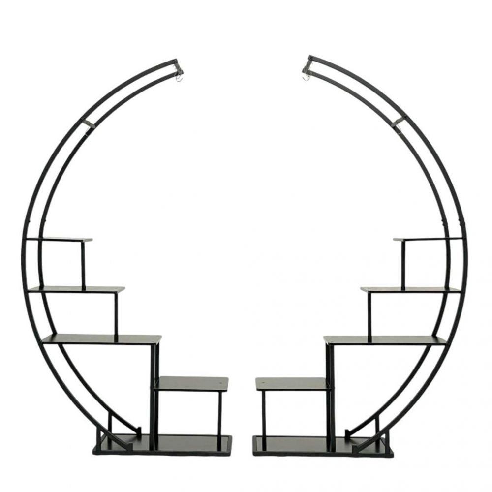 DanDiBo Blumenregal indoor 170 cm Hoch Metall Schwarz Rund 96586 Blumentreppe Groß Halbrund Pflanzenständer Modern Design