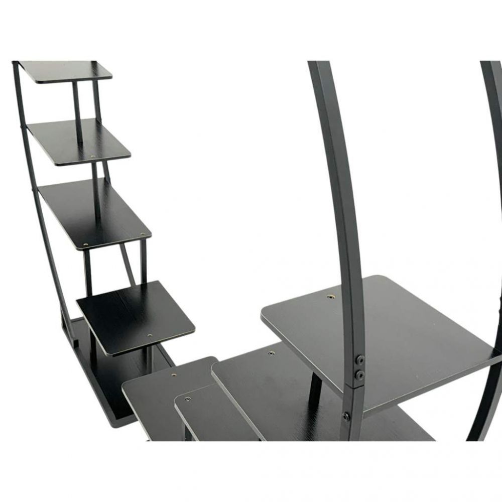 DanDiBo Blumenregal indoor 170 cm Hoch Metall Schwarz Rund 96586 Blumentreppe Groß Halbrund Pflanzenständer Modern Design