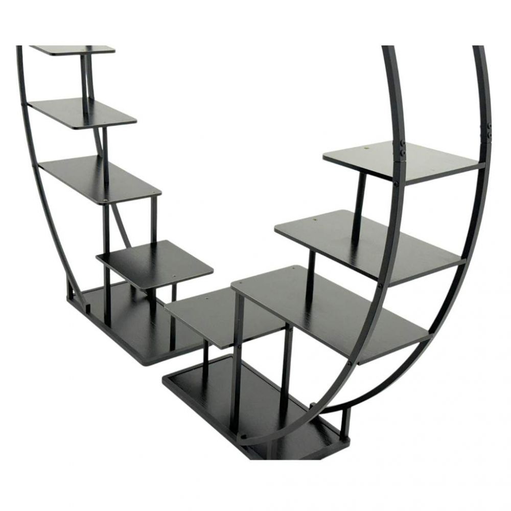 DanDiBo Blumenregal indoor 170 cm Hoch Metall Schwarz Rund 96586 Blumentreppe Groß Halbrund Pflanzenständer Modern Design