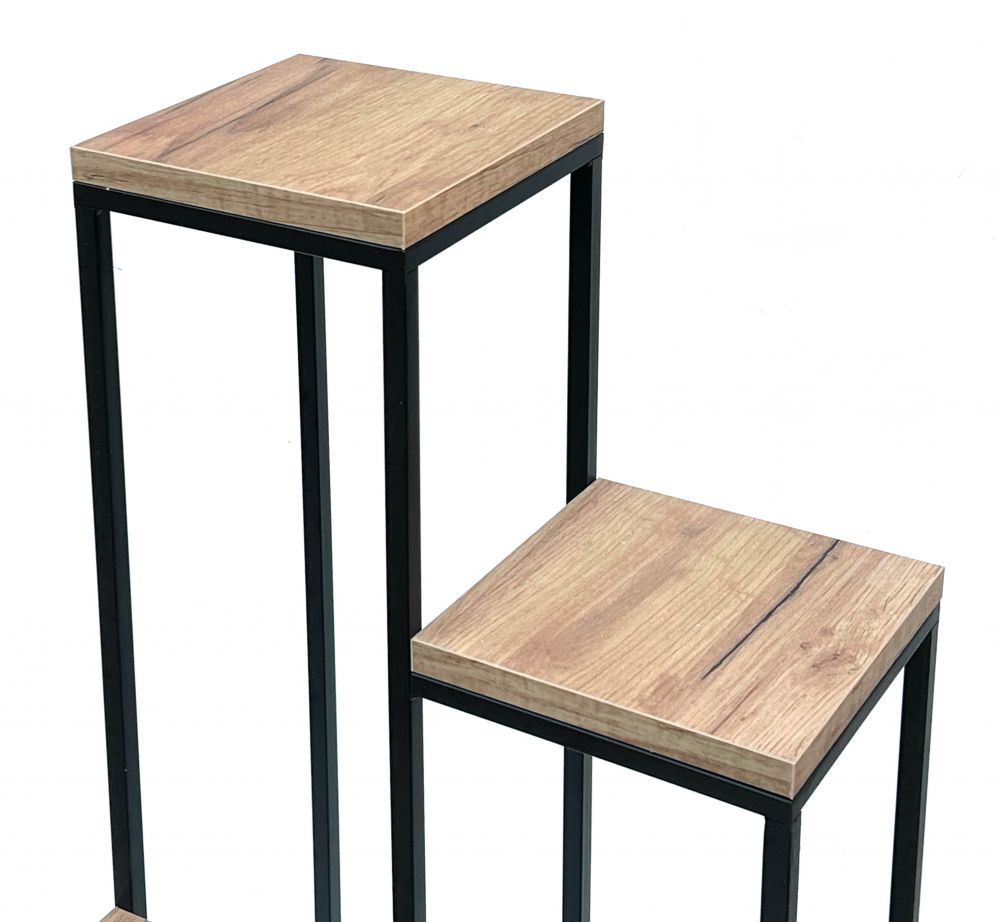 DanDiBo Flower Staircase Metal Black Wood 90 cm Plant Staircase Flower Stand 96349 Flower Column Modern Plant Stand Flower Stool