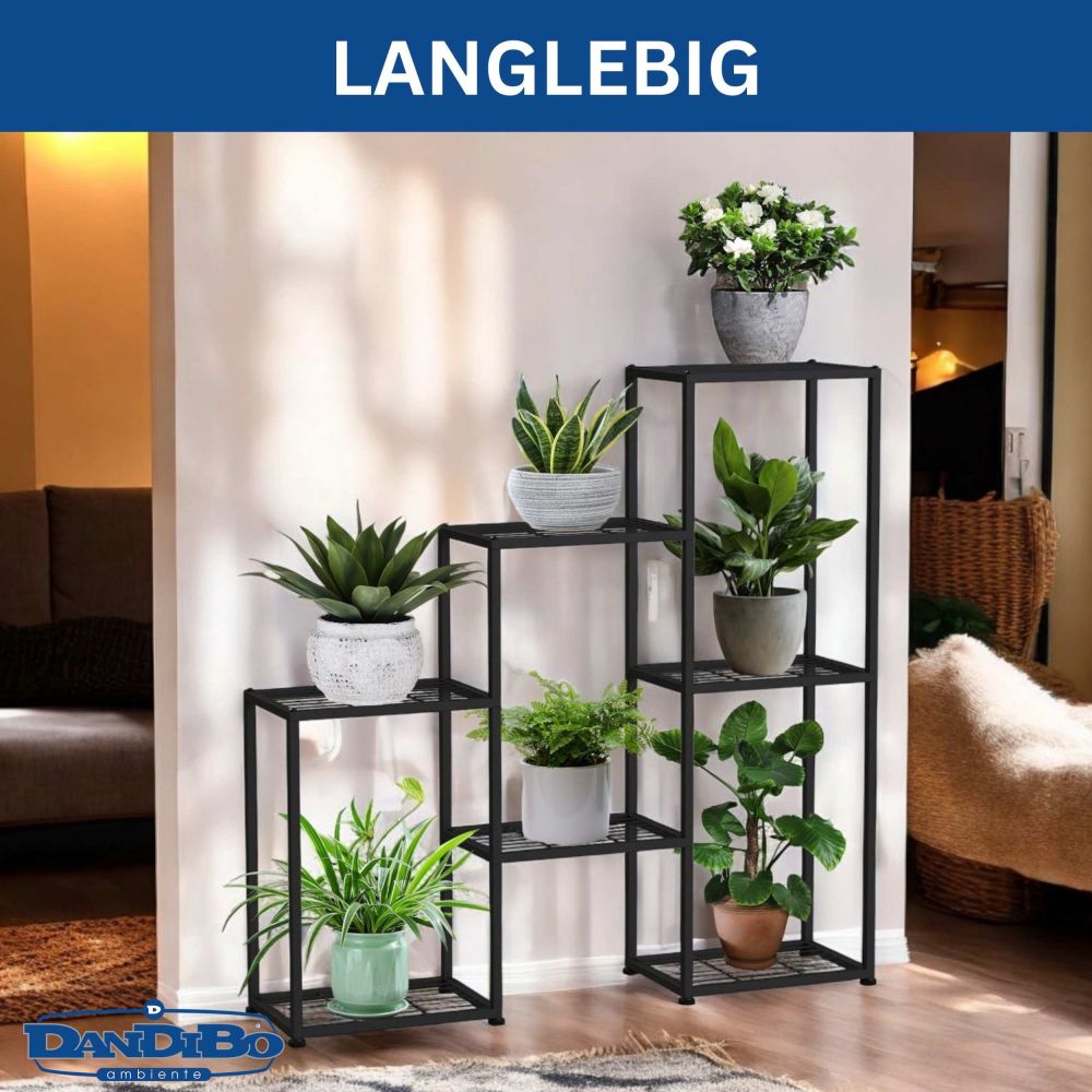 DanDiBo Blumenregal indoor Metall Schwarz 6 Ebenen 96578 Blumentreppe Modern Pflanzentreppe Design Pflanzenregal