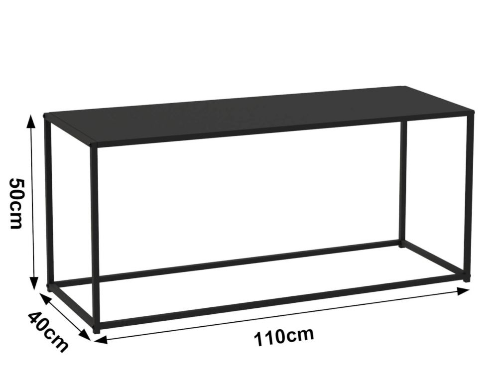 DanDiBo Couchtisch Schwarz Metall Eckig 110x50x40 cm Beistelltisch Wohnzimmer 96470 Tisch Sofatisch Wohnzimmertisch Modern
