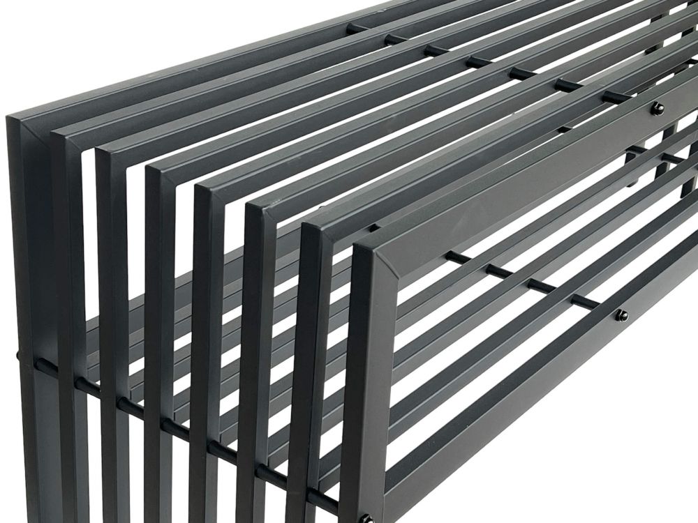DanDiBo Gartenbank Metall Wetterfest 3 Sitzer Schwarz 150 cm mit 2 Ebenen Sitzbank Eisenbank Gartenmöbel Modern Parkbank