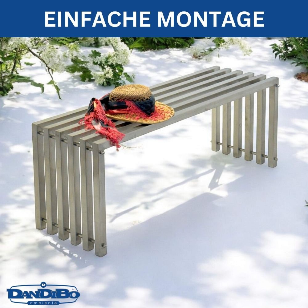 DanDiBo Garden Bench Weatherproof Metal Stainless Steel Solid 115 cm Seat Bench Outdoor Garden 96607 Park Bench Slatted Bench