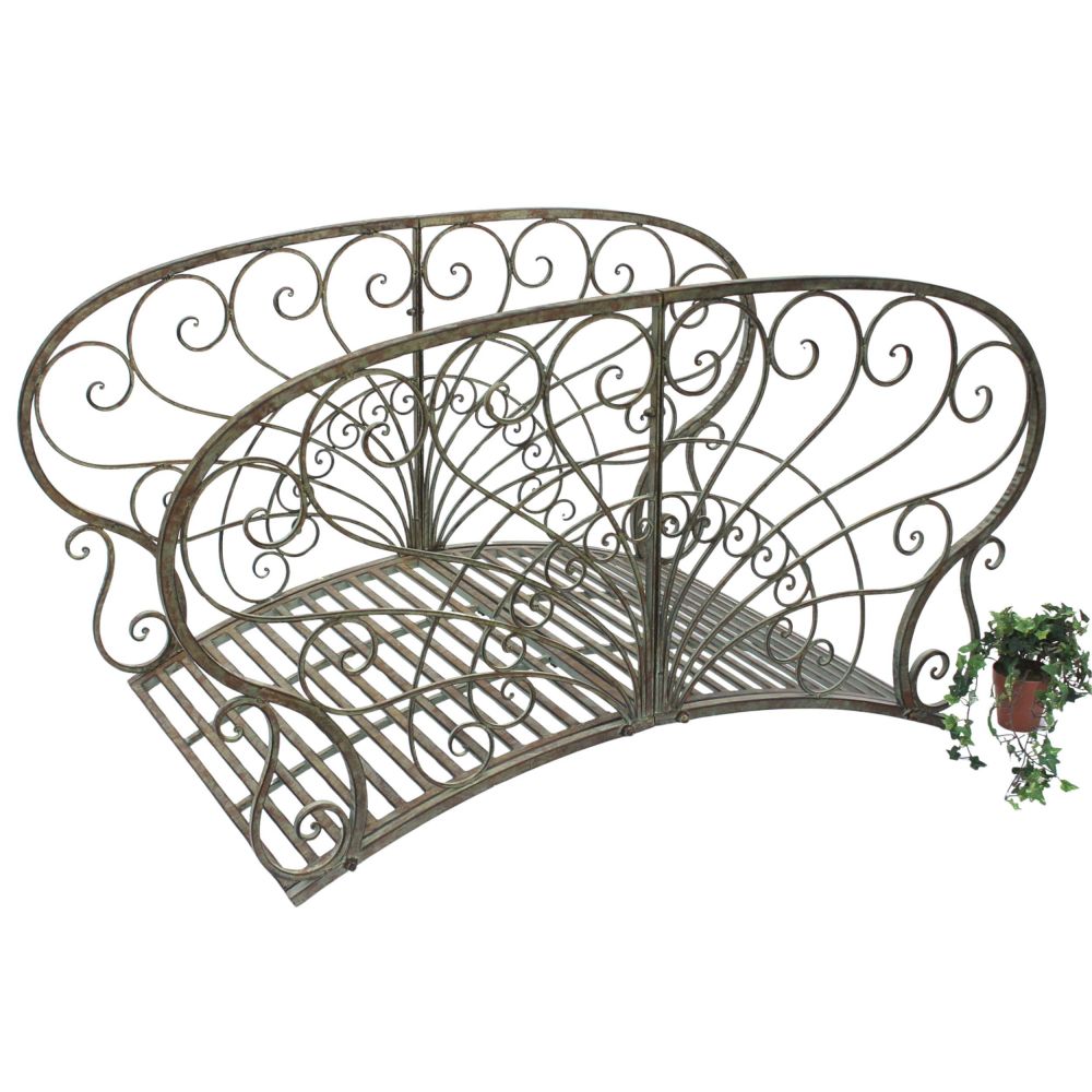 DanDiBo Metal Garden Bridge with Handrails 150 cm Pond Bridge Antique 150106 Garden Bridge Metal Decorative Bridge Garden Furniture Walkway Sturdy