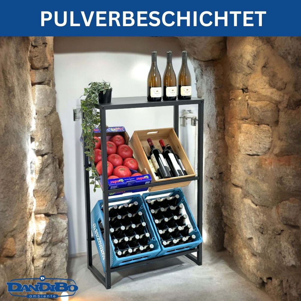 DanDiBo Getränkekistenregal 4 Kisten mit Ablage Schmal Metall Stehend 96547 Getränkekistenhalter 112 cm Getränkekistenständer Flaschenkistenregal