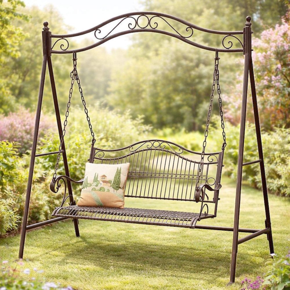 DanDiBo Hollywoodschaukel 2 Sitzer Metall Antik Gartenschaukel 082505 Schaukelbank Schmiedeeisen Bank Outdoor Wetterfest