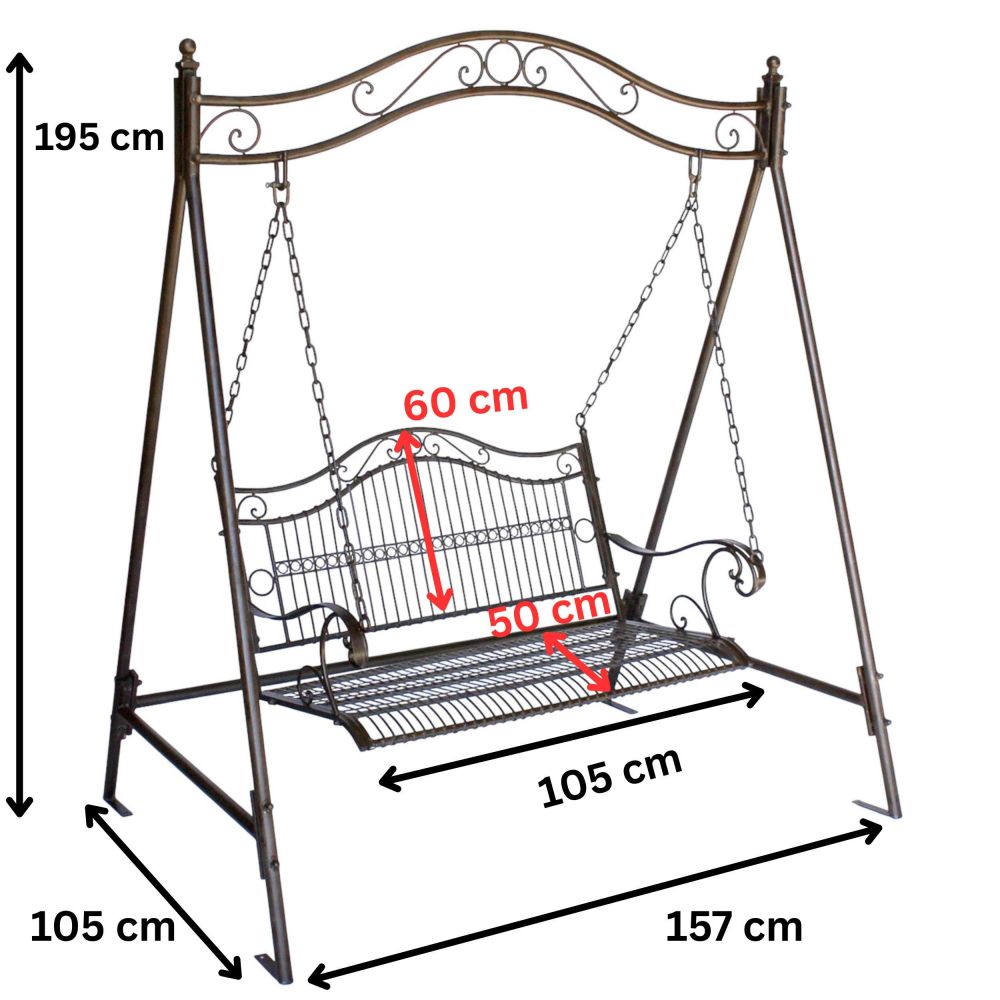 DanDiBo Hollywoodschaukel 2 Sitzer Metall Antik Gartenschaukel 082505 Schaukelbank Schmiedeeisen Bank Outdoor Wetterfest