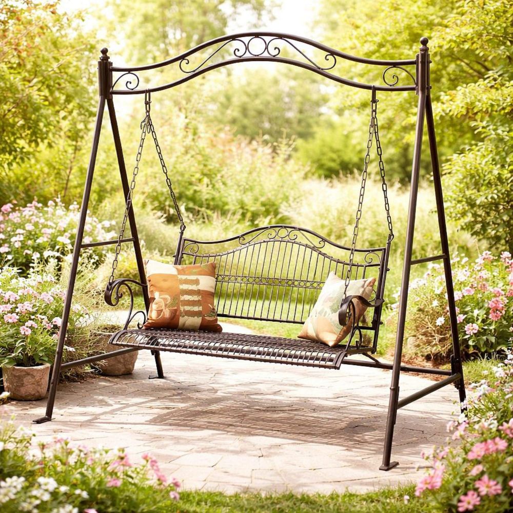 DanDiBo Hollywoodschaukel 2 Sitzer Metall Antik Gartenschaukel 082505 Schaukelbank Schmiedeeisen Bank Outdoor Wetterfest