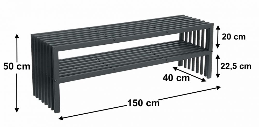 DanDiBo Kaminholzregal Innen mit Sitzbank Metall Schwarz Kaminholzständer mit Bank 96497 Brennholzregal 150 cm Kaminholzhalter