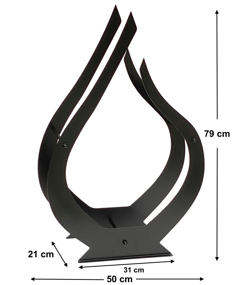DanDiBo Kaminholzregal Innen Metall Schwarz Innen Kaminholzständer Flamme 79 cm 96169 Holzkorb Kaminholzhalter Feuerholzregal Holzregal