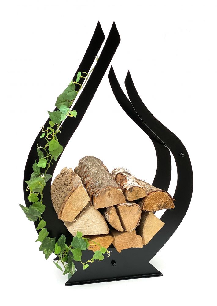 DanDiBo Kaminholzregal Innen Metall Schwarz Innen Kaminholzständer Flamme 79 cm 96169 Holzkorb Kaminholzhalter Feuerholzregal Holzregal
