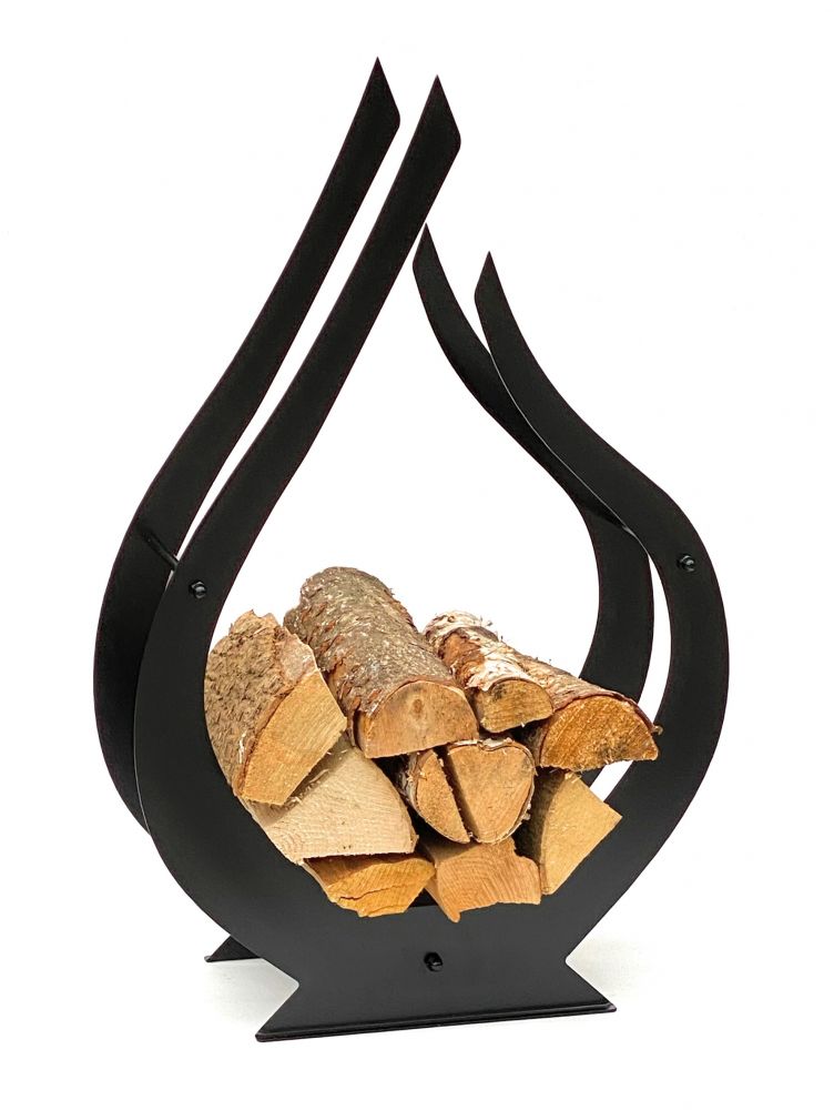 DanDiBo Kaminholzregal Innen Metall Schwarz Innen Kaminholzständer Flamme 79 cm 96169 Holzkorb Kaminholzhalter Feuerholzregal Holzregal