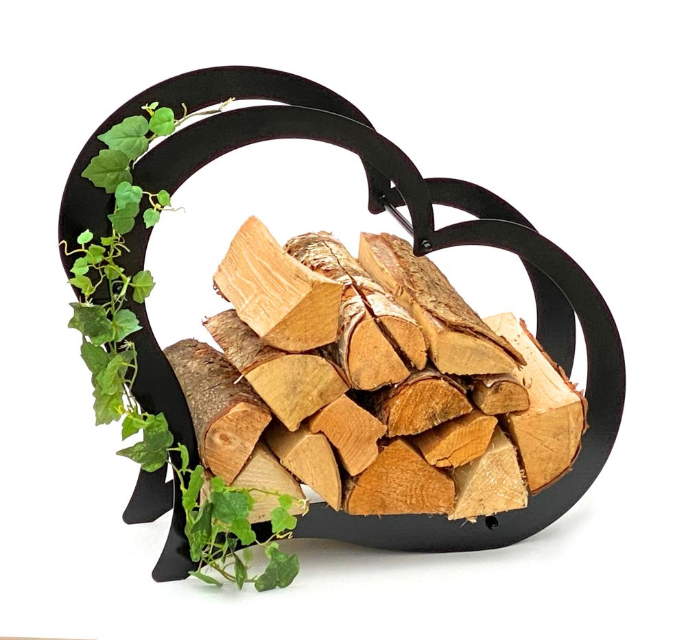 DanDiBo Kaminholzregal Innen Metall Schwarz Kaminholzständer Herz 96168 Holzkorb Kaminholzhalter Feuerholzregal Holzregal
