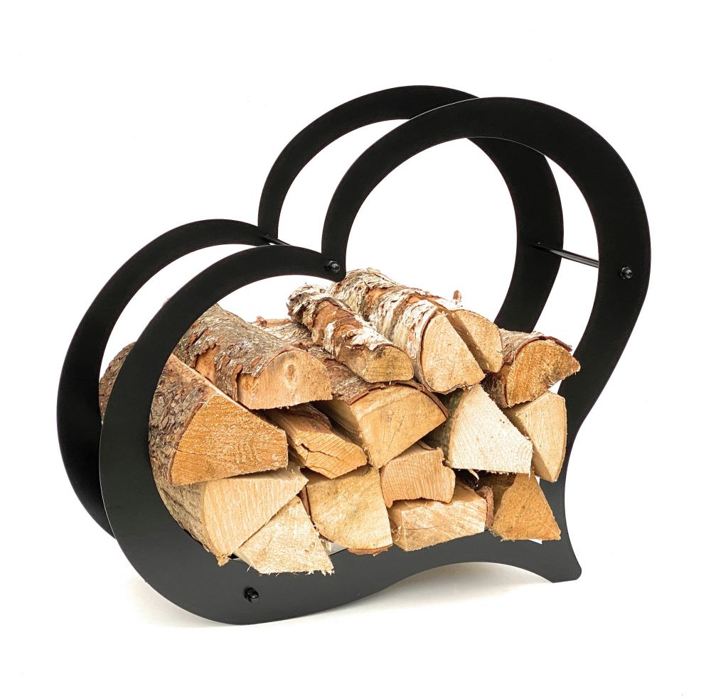 DanDiBo Kaminholzregal Innen Metall Schwarz Kaminholzständer Herz 96168 Holzkorb Kaminholzhalter Feuerholzregal Holzregal